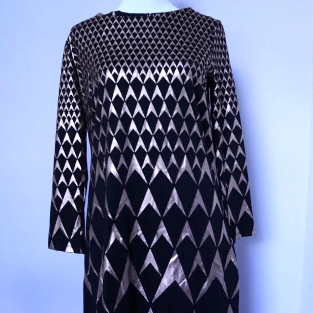 Julie Brown Womens Black/Gold Metallic Cocktail Dress Size Medium NWT!